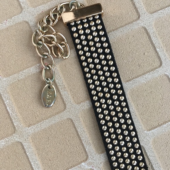 Zara Choker Necklace Black and Gold 15 Inches - Picture 6 of 7